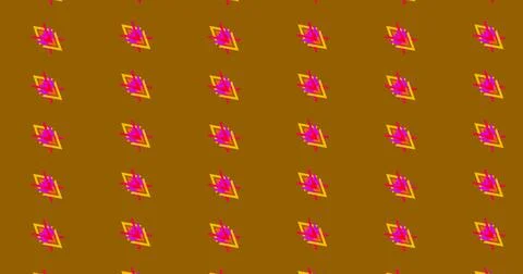 Abstract Geometric Pattern with Red and Orange Zigzags on Dark Background Stock Illustration