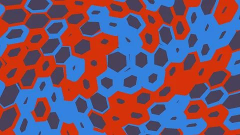 Abstract geometric pattern with red and blue honeycomb shapes 스톡 일러스트