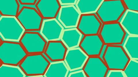 Abstract geometric pattern with red and green hexagons Illustrazione stock