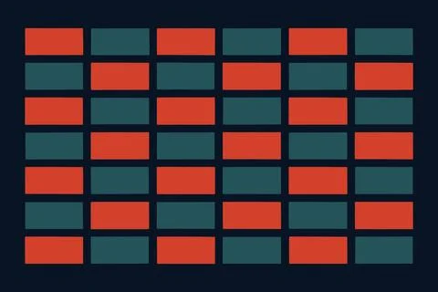 Abstract geometric pattern red and teal rectangles Illustrazione stock