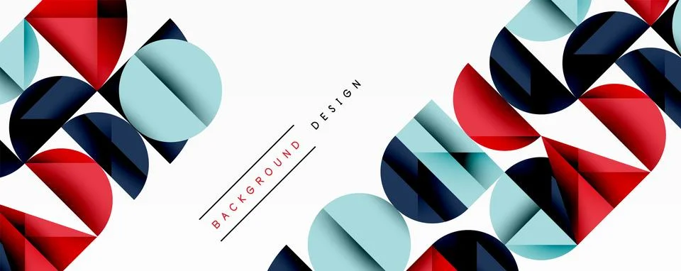 Abstract geometric pattern. Red, blue, gray shapes overlap. Minimalist design Stock Illustration
