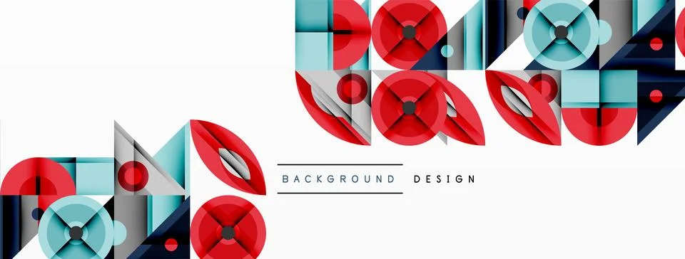 Abstract geometric pattern. Red, blue elements overlap, creating dynamic visual 库存插图