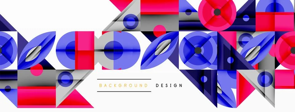 Abstract geometric pattern. Red, blue, gray shapes overlap creating dynamic イラスト素材