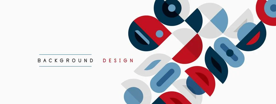 Abstract geometric pattern. Red, blue, white shapes overlap creating dynamic 스톡 일러스트