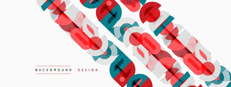 Abstract geometric pattern. Red, blue, white shapes overlap creating dynamic Stock Illustration