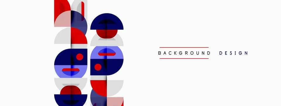 Abstract geometric pattern. Red, blue shapes overlap white background. Illustrazione stock