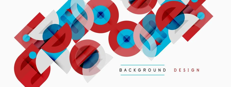 Abstract geometric pattern. Red, blue shapes overlap creating dynamic visual Stock Illustration