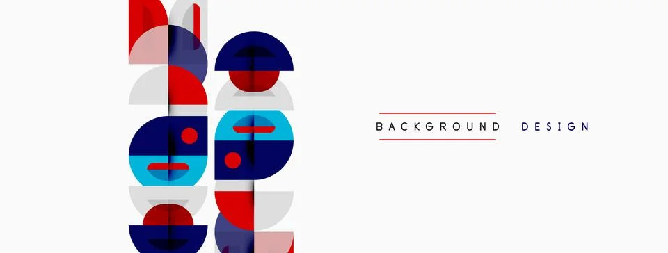 Abstract geometric pattern. Red, blue, white shapes overlap creating modern Illustrazione stock