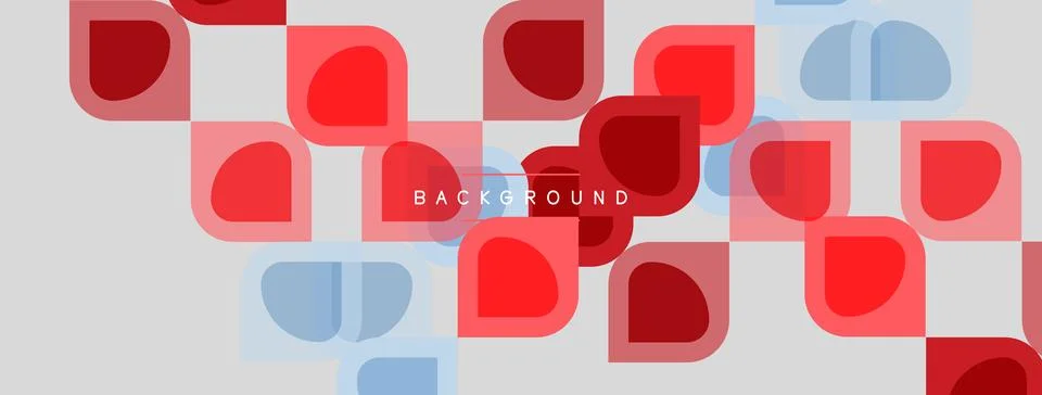 Abstract geometric pattern. Red, blue squares overlap white surface. Minimali Stock Illustration