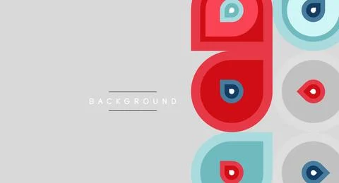 Abstract geometric pattern. Red, blue, turquoise squares overlap gray backdro Illustrazione stock