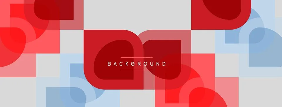 Abstract geometric pattern. Red, blue, white shapes overlap creating modern Stock Illustration