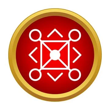Abstract geometric pattern in red circle with gold Stock Illustration