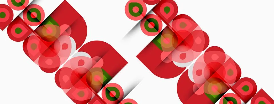 Abstract geometric pattern. Red circles overlap, creating dynamic visual te.. Stock Illustration