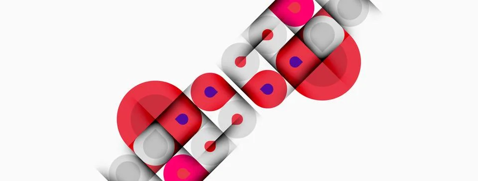 Abstract geometric pattern. Red circles overlap gray rectangles, creating Stockillustratie