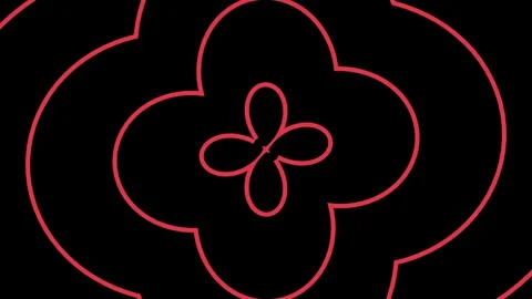 Abstract geometric pattern with a red clover-like shape on a black background Stock Footage 329951767