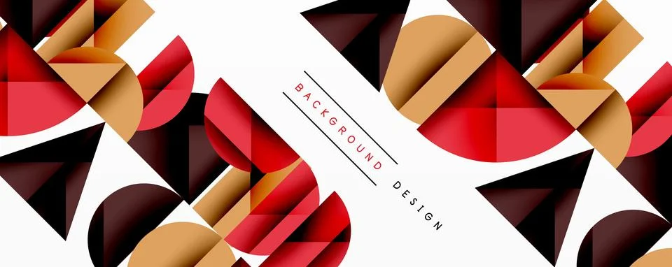 Abstract geometric pattern. Red, gold shapes overlap white space. Modern design Illustrazione stock