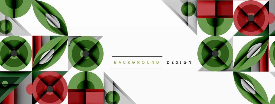 Abstract geometric pattern. Red, green, gray shapes repeat. Modern design Stock Illustration