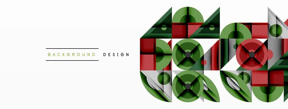 Abstract geometric pattern. Red, green shapes overlap creating modern design. Stock Illustration