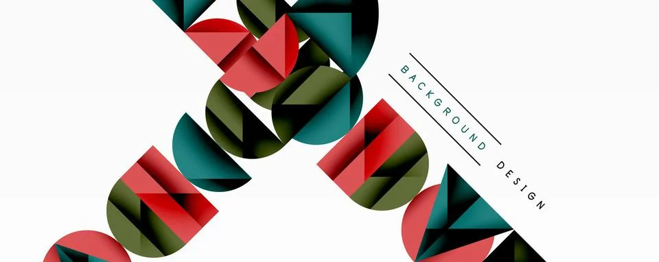 Abstract geometric pattern. Red, green, dark shapes overlap creating dynamic イラスト素材