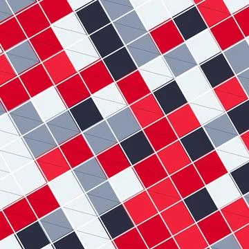 Abstract Geometric Pattern with Red, Grey, and White Diagonal Squares Illustrazione stock
