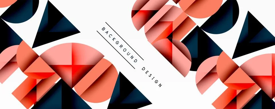 Abstract geometric pattern. Red, navy shapes overlap white space. Modern design Stock Illustration