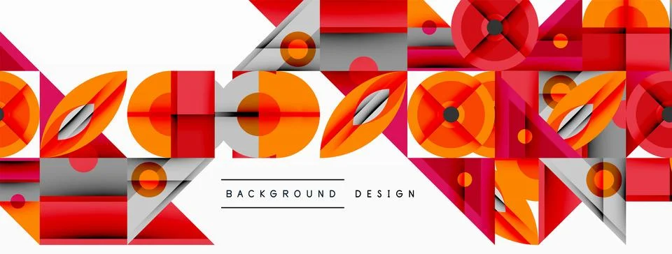 Abstract geometric pattern. Red, orange, gray shapes overlap creating dynamic Stock Illustration