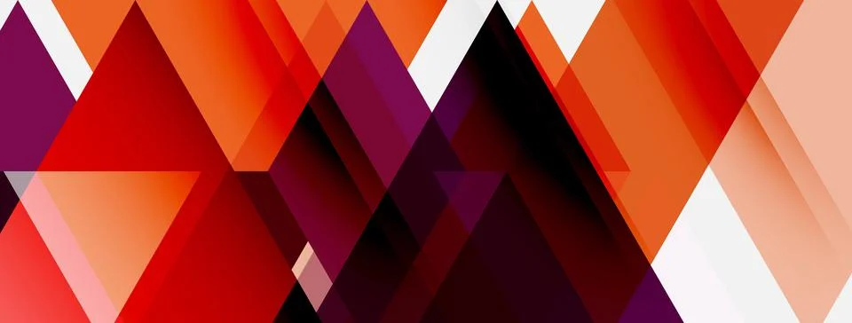 Abstract geometric pattern. Red, orange, purple triangles overlap creating イラスト素材
