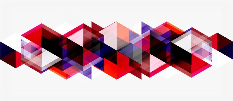 Abstract geometric pattern. Red, purple, gray shapes overlap creating dynamic Stockillustratie