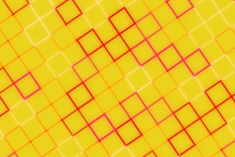 Abstract geometric pattern with red squares on yellow background Stock Photos