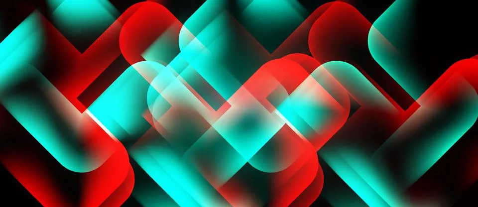 Abstract geometric pattern. Red, turquoise shapes overlap creating dynamic イラスト素材