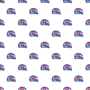 Abstract geometric pattern repeating aurora borealis over mountains Stock Illustration