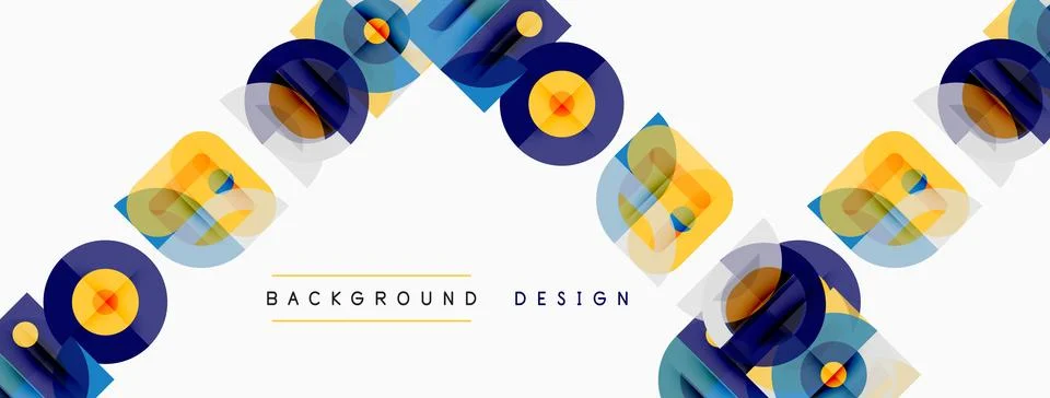 Abstract geometric pattern. Repeating circles, squares, rectangles create Stock Illustration