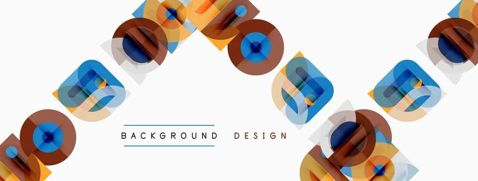 Abstract geometric pattern. Repeating circular shapes, brown, blue tones. Stock Illustration