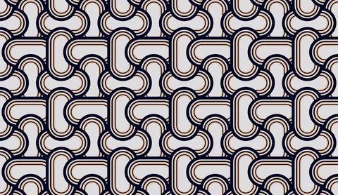 Abstract geometric pattern with repeating looped pill shapes in dark blue and 스톡 일러스트