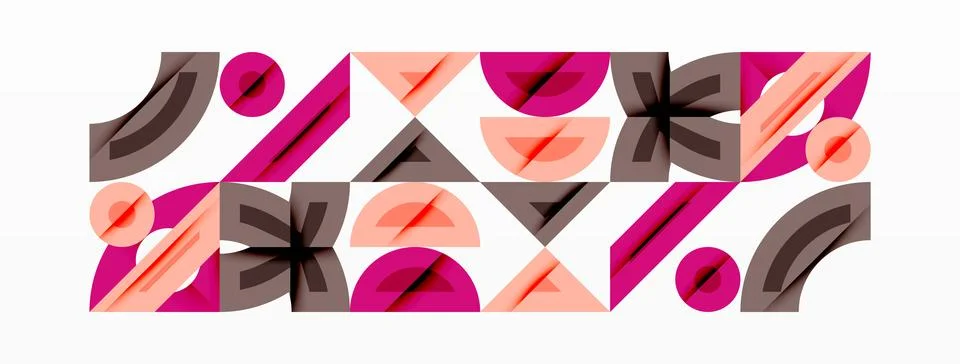 Abstract geometric pattern. Repeating shapes, pink, brown, orange hues. Modern Stock Illustration