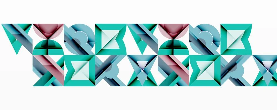 Abstract geometric pattern. Repeating shapes create continuous band. Turquoise, Stock Illustration