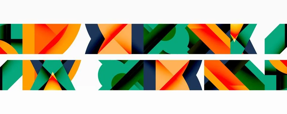 Abstract geometric pattern. Repeating shapes create vibrant horizontal band. Illustrazione stock