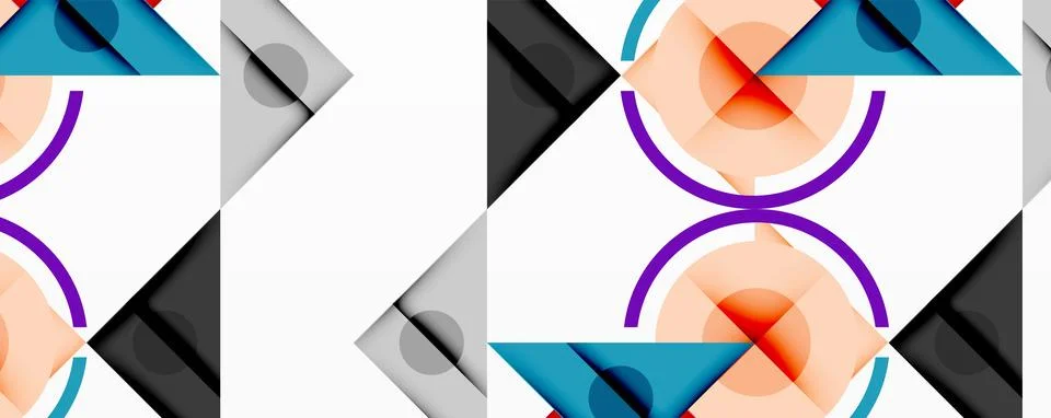 Abstract geometric pattern. Repeating shapes, triangles, curves create modern Stock Illustration