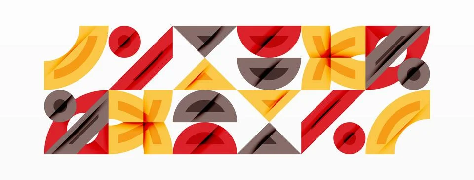 Abstract geometric pattern. Repeating shapes, warm colors dominate composition. Stock Illustration