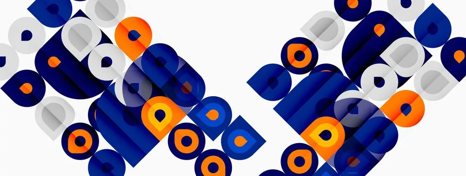 Abstract geometric pattern. Repeating shapes, blue, gray, orange hues create イラスト素材