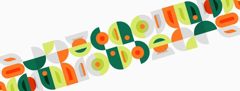 Abstract geometric pattern. Repeating shapes, colors create playful visual Stock Illustration