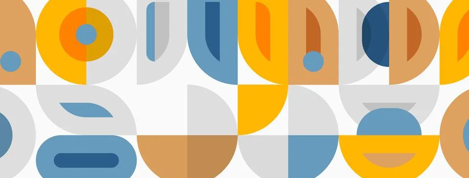Abstract geometric pattern. Repeating shapes create midcentury modern aesth.. Illustrazione stock