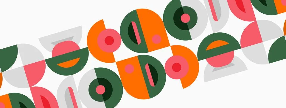 Abstract geometric pattern. Repeating shapes, circles, semicircles, lines c.. Illustrazione stock