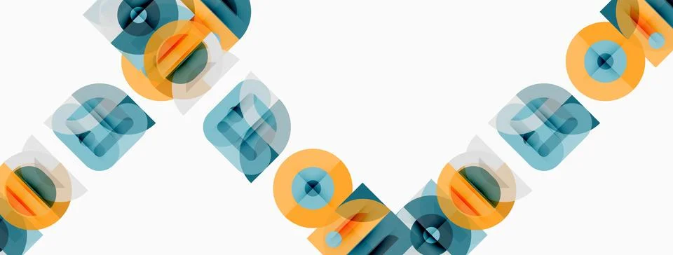 Abstract geometric pattern. Repeating shapes create linear design. Blue, oran Illustrazione stock
