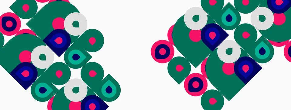 Abstract geometric pattern. Repeating shapes, pink, teal, blue colors create Stock Illustration