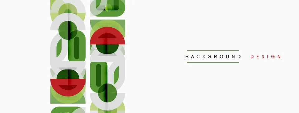 Abstract geometric pattern. Repeating shapes, green, red, black. Minimalist Stock Illustration