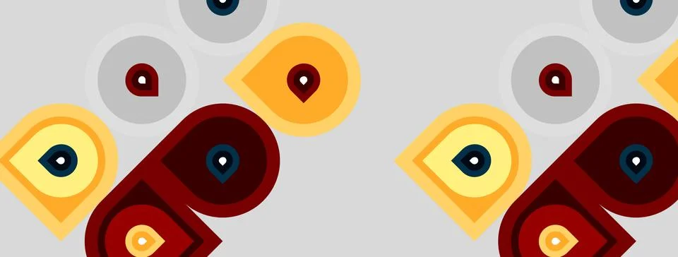 Abstract geometric pattern. Repeating shapes, circles, ovals, warm colors Illustrazione stock