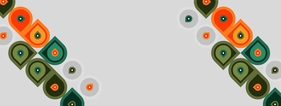 Abstract geometric pattern. Repeating shapes, orange, green, teal, gray tones イラスト素材