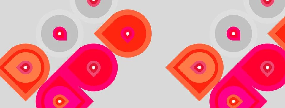 Abstract geometric pattern. Repeating shapes, vibrant pinks, oranges, gray Stock Illustration