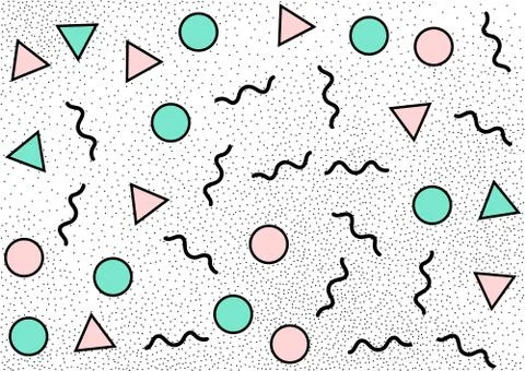 Abstract geometric pattern in retro memphis style. Stock Illustration